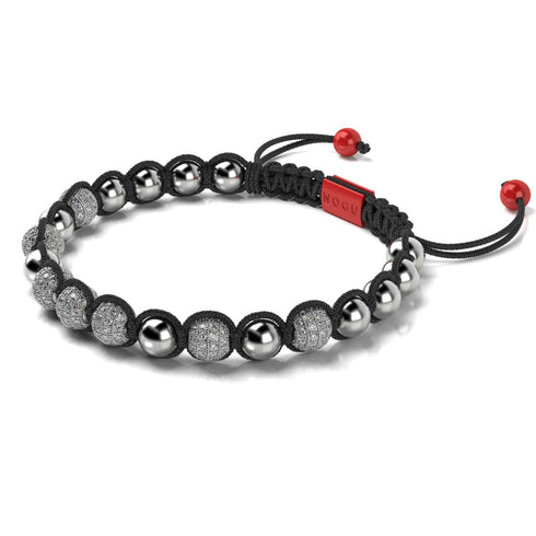 Silber und rote Emaille | Kristall Kikiballa Santa Armband | Schwarz